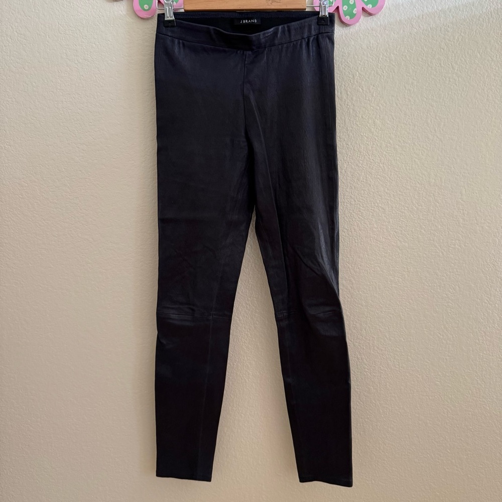 J. Brand Navy Blue Leather Leggings Size S V